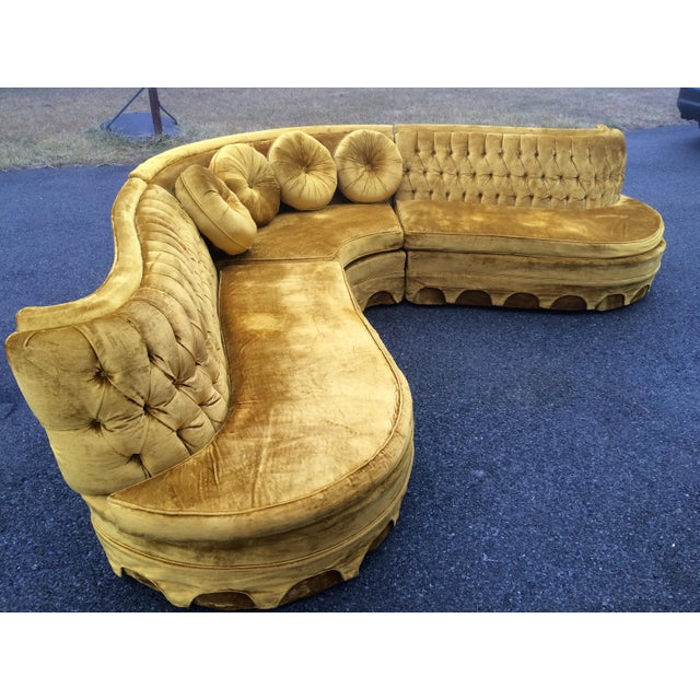 Serpentine Tufted Gold Velvet Sectional Sofa | Chairish