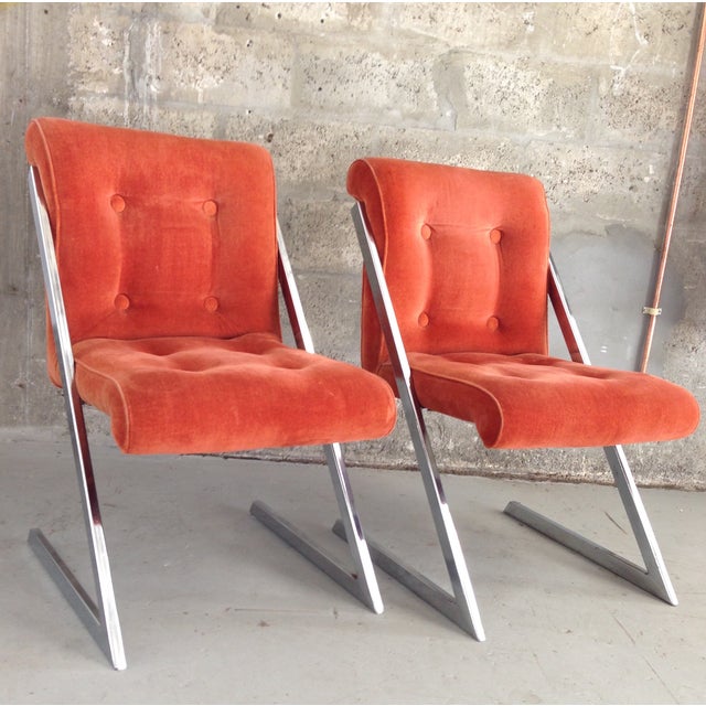 Milo Baughman Z Shaped Dining Chairs Pair Chairish