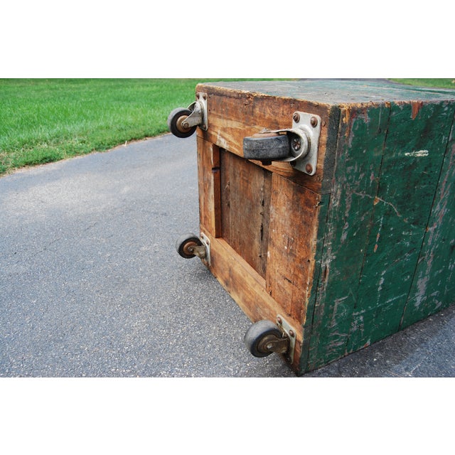 Green Large Wooden Box on Wheels Chairish