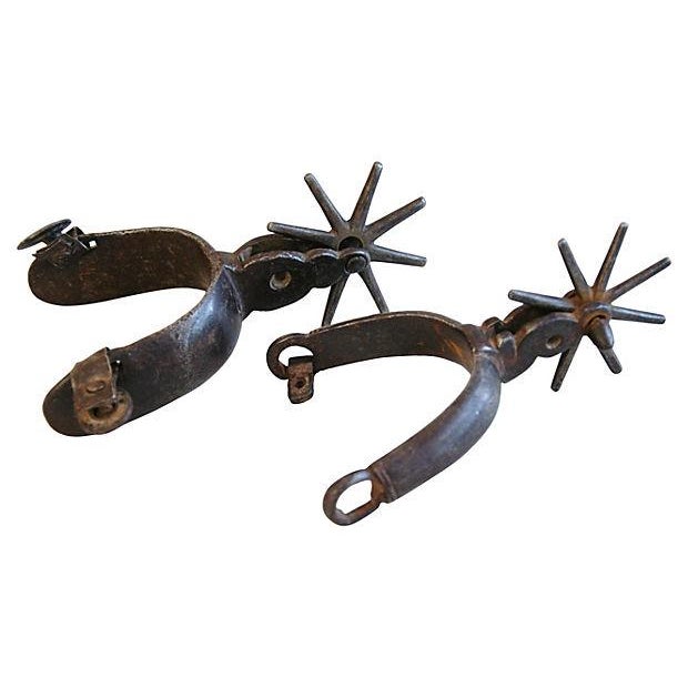 Antique Iron Western Cowboy Spurs - Pair | Chairish