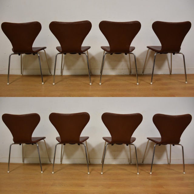 Brown Leather & Chrome Dining Chairs - Set of 8 | Chairish