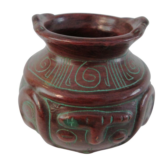 Mexican Aztec Design Pottery Vessel Chairish