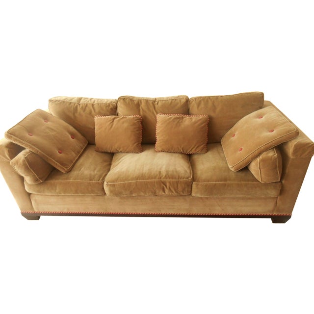 Baker Furniture Camel Velvet Sofa Chairish