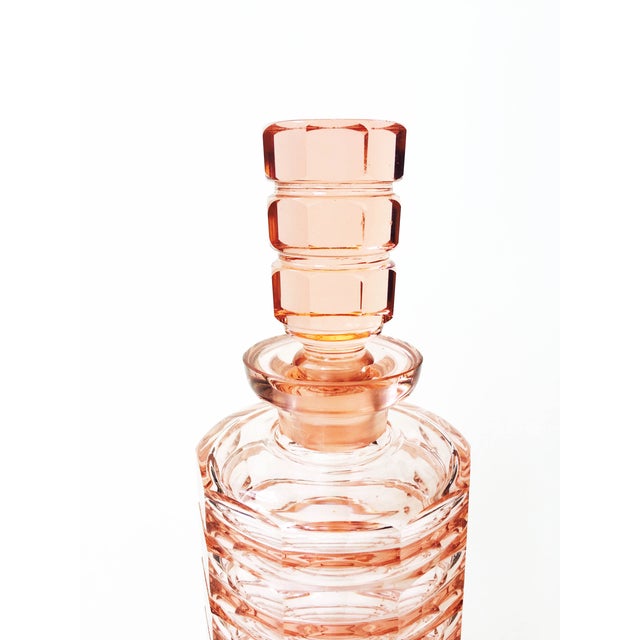 Vintage Faceted Peach Glass Decanter Chairish