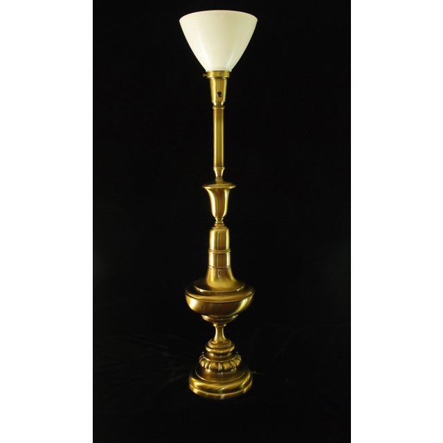 Vintage Brass Torchiere Table Lamp with Shade Chairish