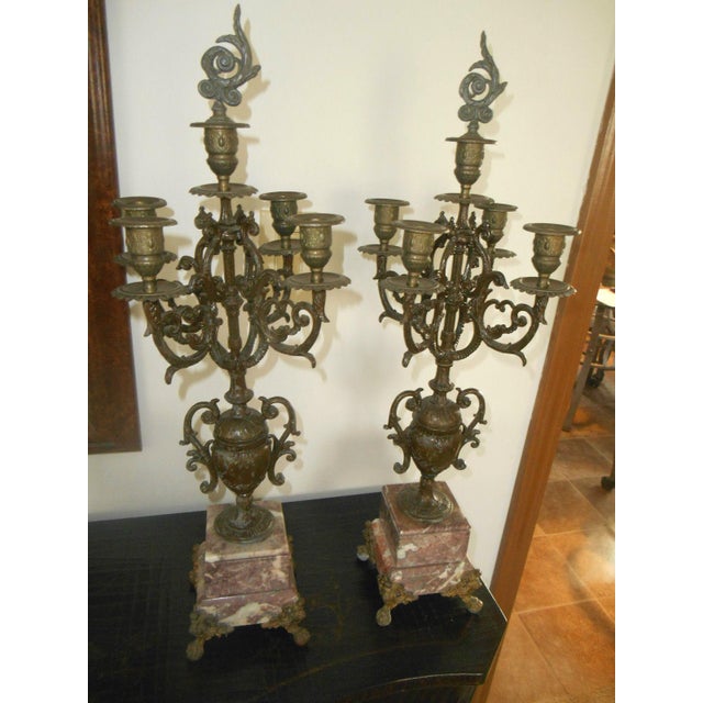 Antique Rose Italian Marble and Gilt Brass Candelabras A Pair Chairish
