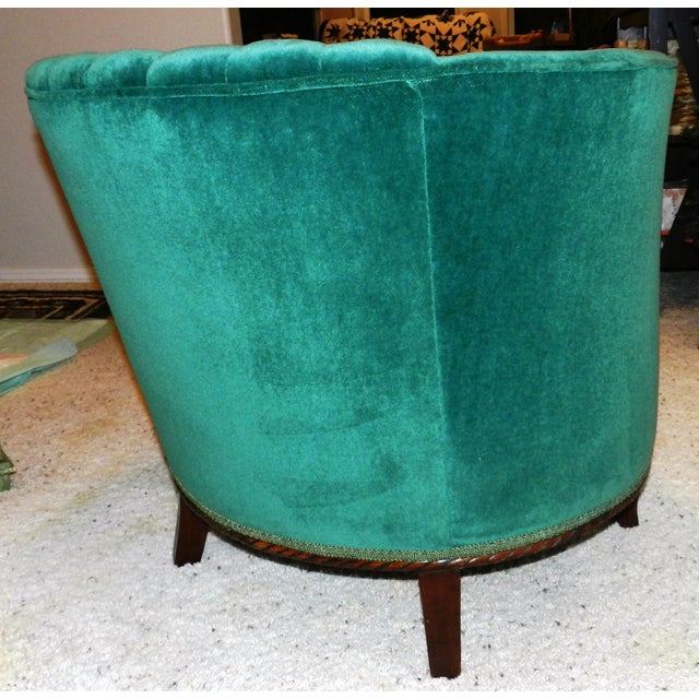 Emerald Velvet Channel Back Tub Chair | Chairish