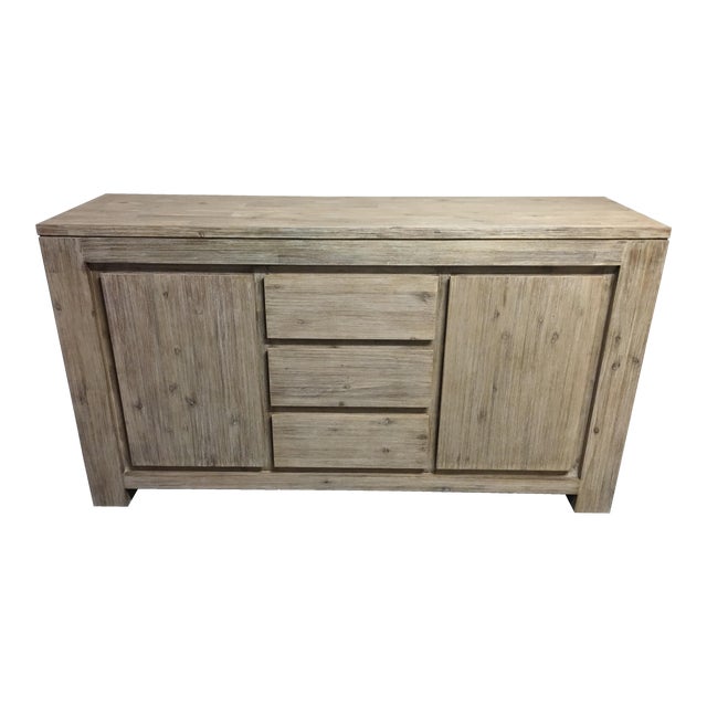 Pickled Finish Wood Cabinet | Chairish