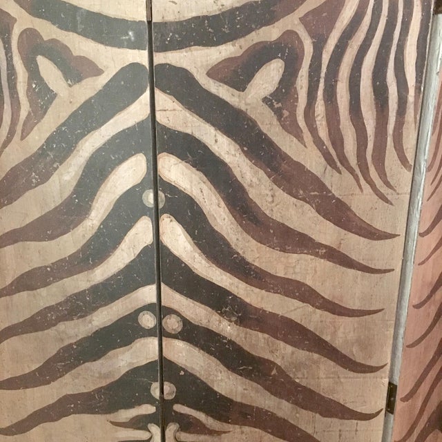 FourPanel HandPainted Zebra Screen/Room Divider Chairish