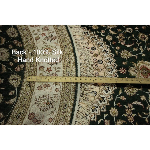 Round Persian Pure Silk Kashan Green Rug 6' x 6' Chairish