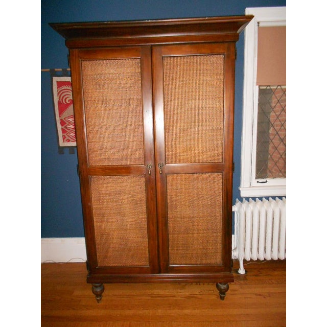 Wooden Armoire With Cane Panels Chairish