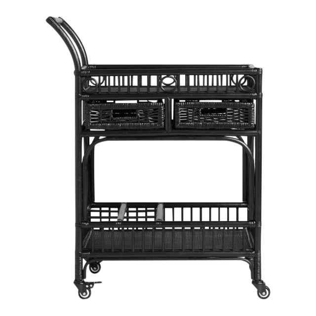 Black Rattan Bar Cart Chairish