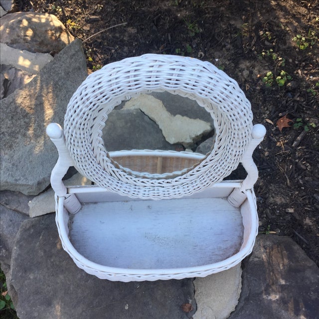 Vintage Wicker Vanity Mirror Basket Chairish