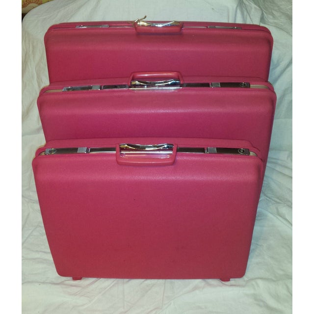 1960s Hot Pink Samsonite Luggage W/Key Set of 3 Chairish