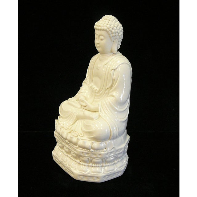 Chinese White Porcelain Buddha on Base Statue Chairish