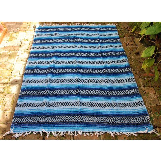 Blue Handmade Mexican Throw Rug Chairish
