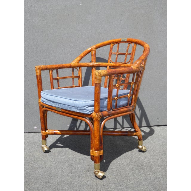 Mid-Century Modern Bamboo & Rattan Arm Chairs - 4 | Chairish