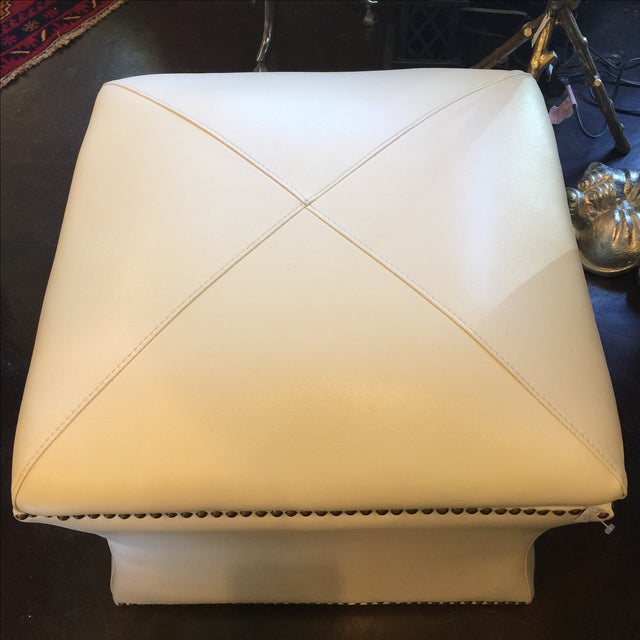 Cream Colored Leather Storage Ottoman Chairish