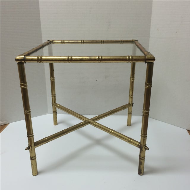 Brass Faux Bamboo Side Table | Chairish