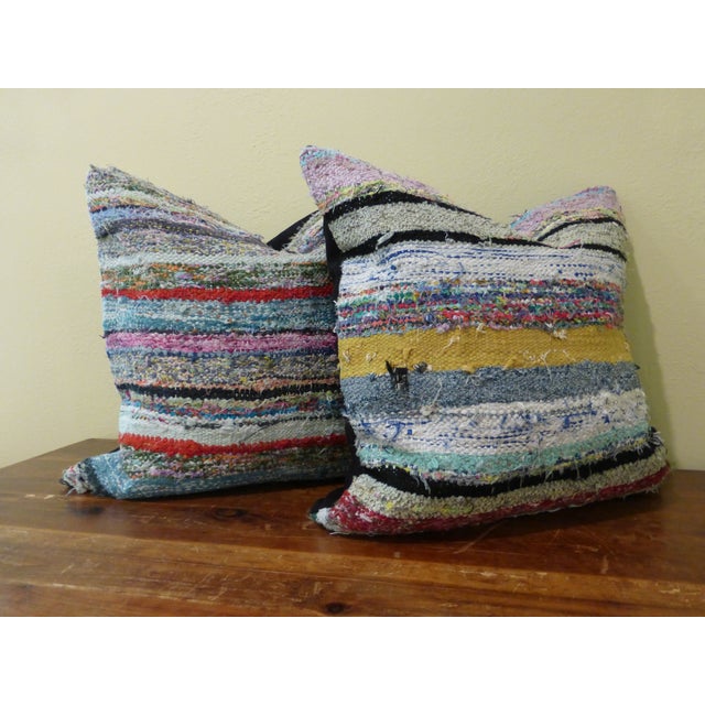 Vintage Kilim Rag Rug Pillows A Pair Chairish