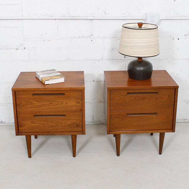 American Modernist 2Drawer Walnut Nightstands A Pair Chairish