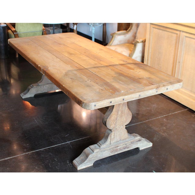 Rustic Trestle Base Poplar Dining Table Chairish