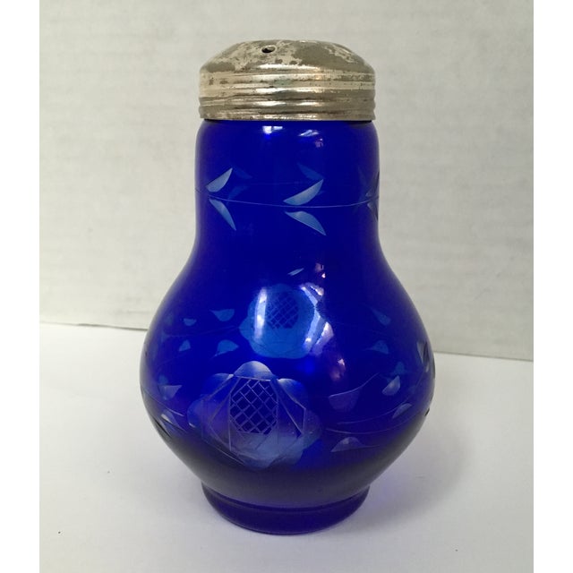 Antique Cobalt Blue Etched Glass Sugar Shaker Chairish