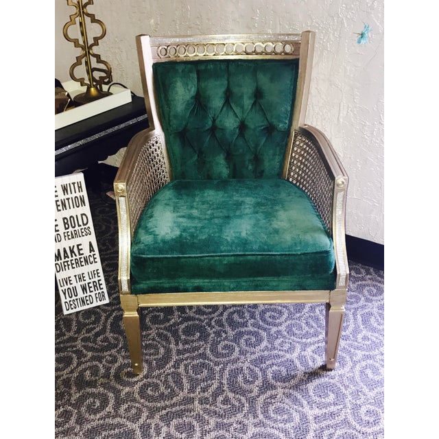 Vintage Green Velvet Tufted Chair Chairish