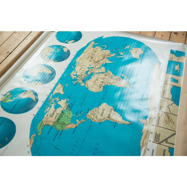 Vintage Markable World Pull Down Map Chairish