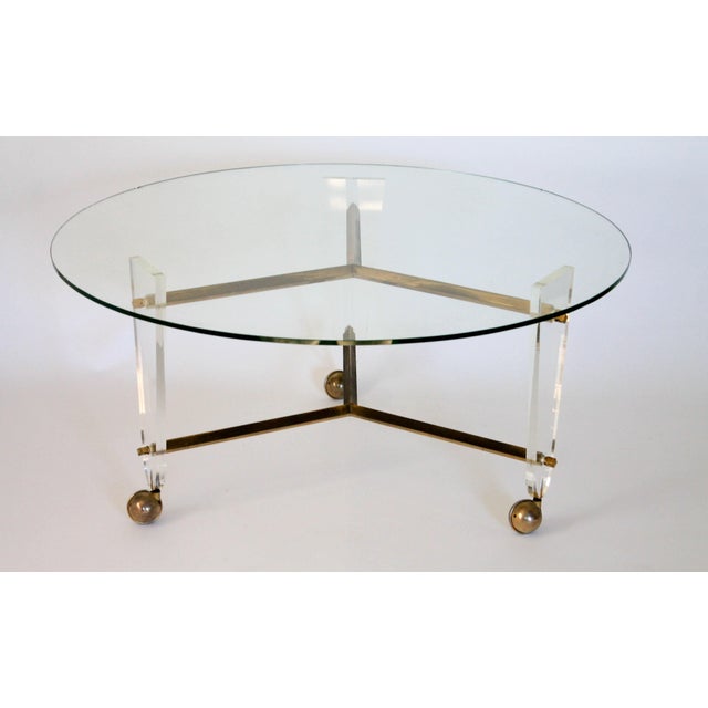 Brass & Lucite Coffee Table Chairish