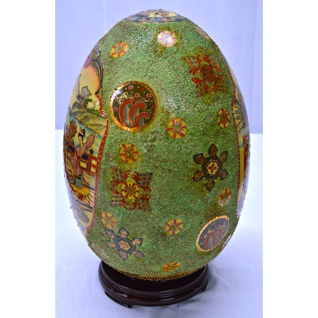 Large Chinese Porcelain Egg With Base Chairish
