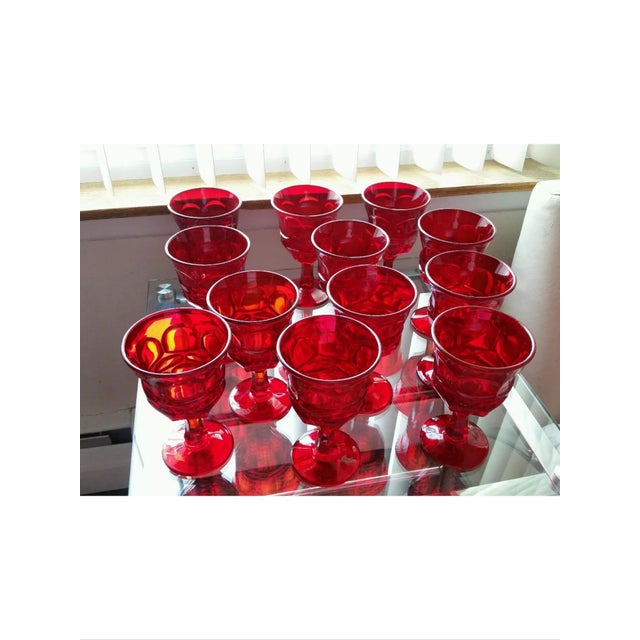 Mid Century Bright Red Water Goblets Set of 6 Chairish