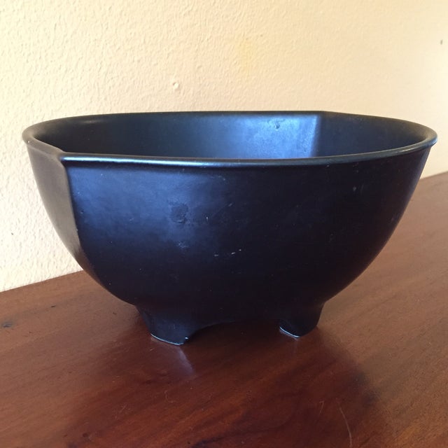 MCM Hyalyn Matte Black Footed Bowl Chairish