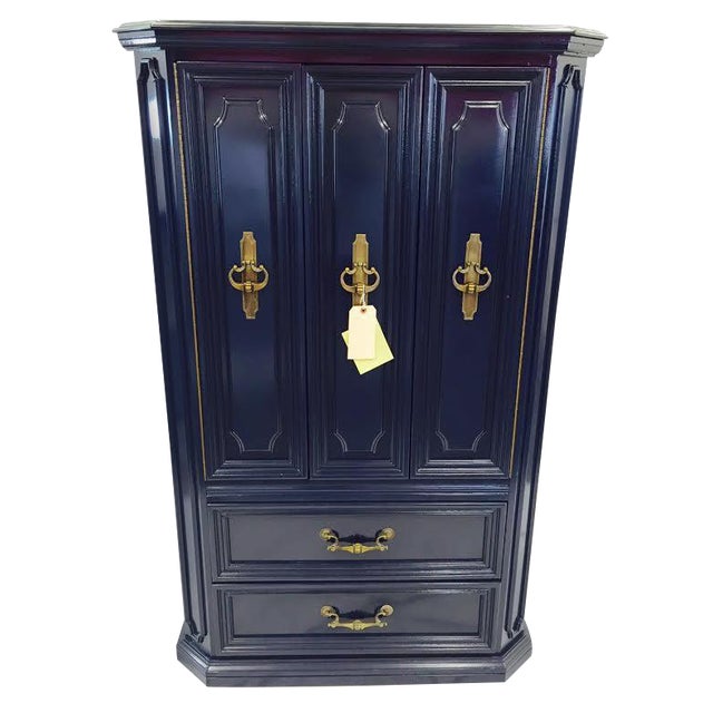 Vintage Traditional Navy Lacquered Armoire Dresser Chairish