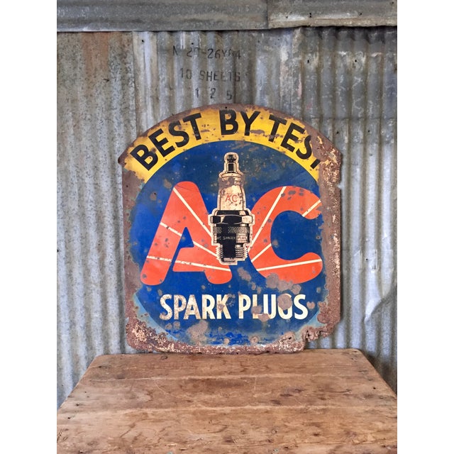 Vintage AC Spark Plug DoubleSided Metal Sign Chairish