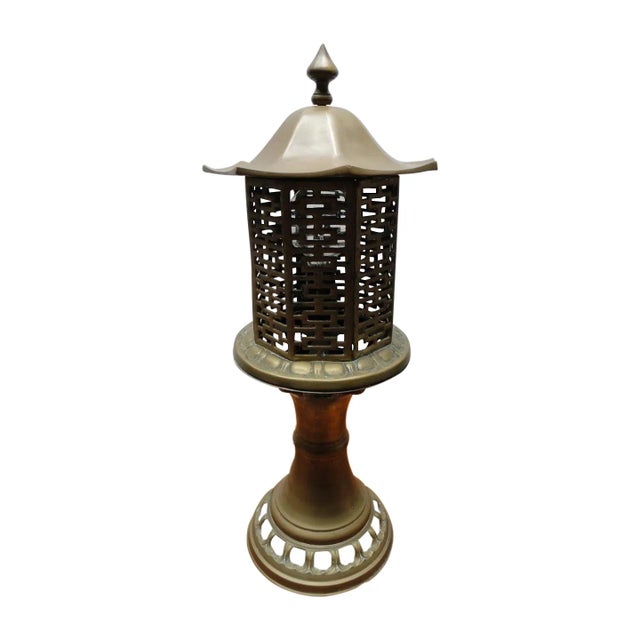 Mid-Century Chinese Style Solid Brass Table Lamp | Chairish