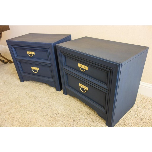 Napoleonic Blue Nightstands - A Pair | Chairish