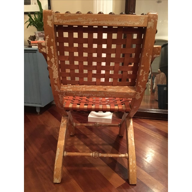 Wooden Accent Chair With Leather Straps Chairish