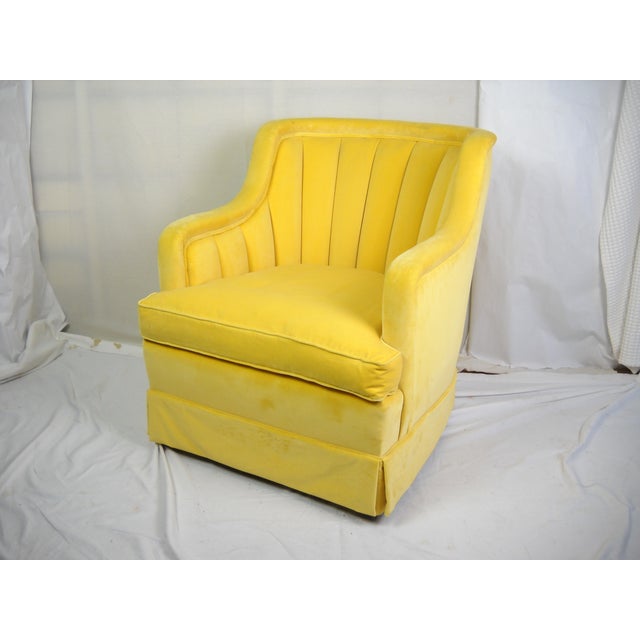 1960s Yellow Velvet Channel Back Chairs A Pair Chairish