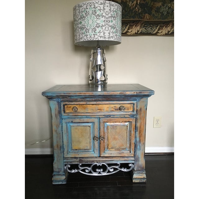 Solid Wood Nightstand With Wrought Iron Accent Chairish