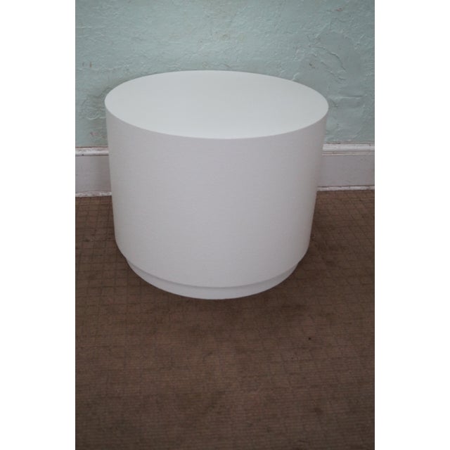 White Cylindrical Pedestal End Tables A Pair Chairish