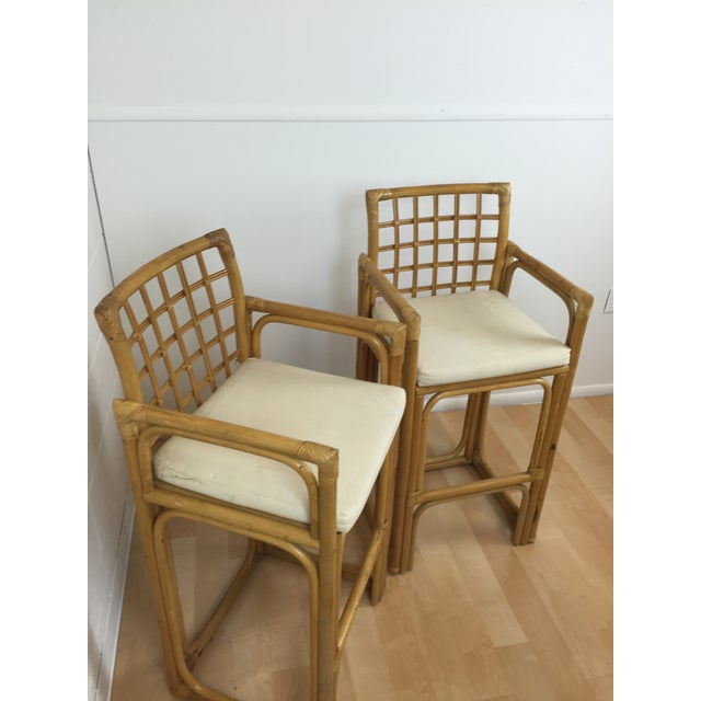 Boho Chic Bamboo Barstools A Pair Chairish