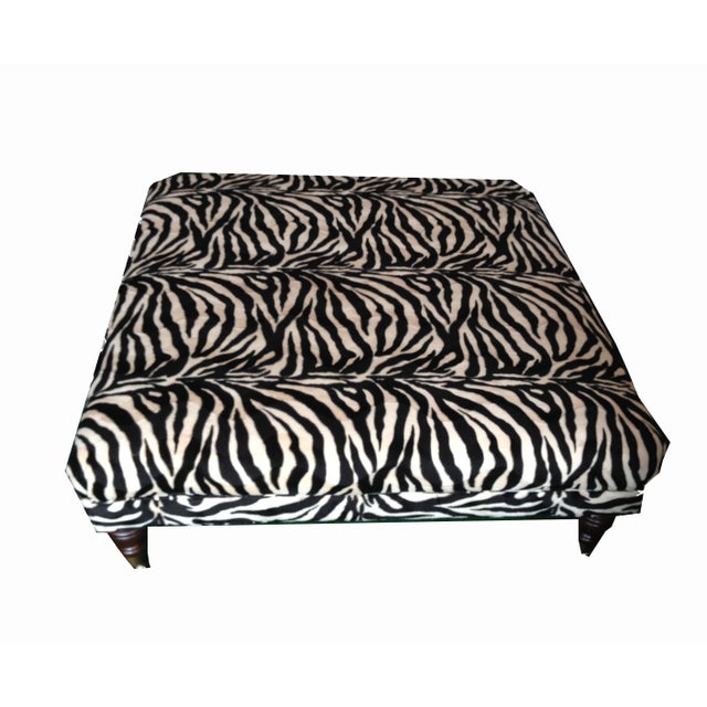 Oversized Zebra Print Cocktail Ottoman Chairish