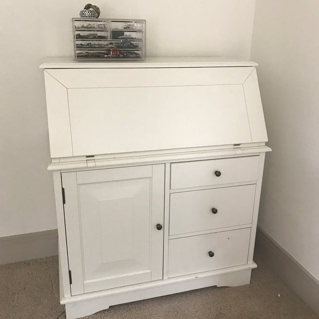 Antique Pottery Barn White Secretary Desk Vanity