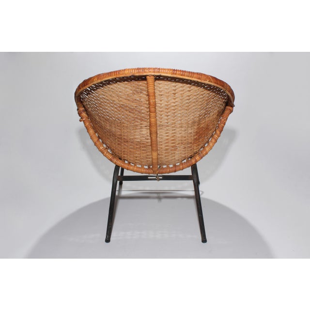 Mid Century Rattan Hoop Chair