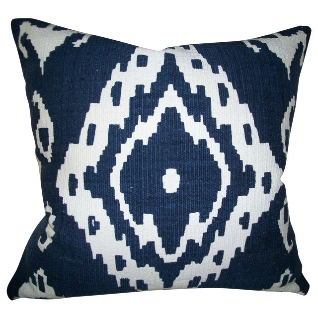 Shirvan True Blue Ikat Pillow Chairish