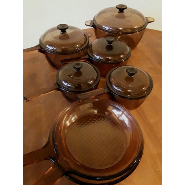 Vintage Corning Visions Glass Amber Cookware Set Chairish