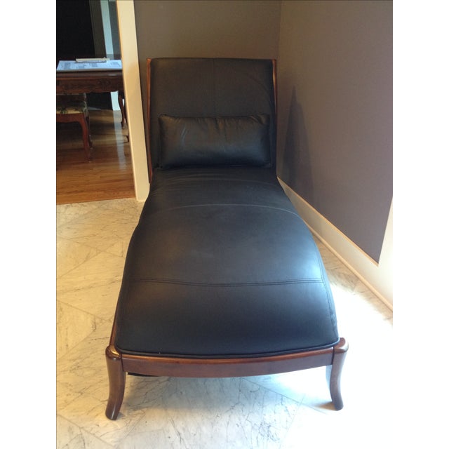 Real Leather Chaise Lounge in Black, 2 Available Chairish