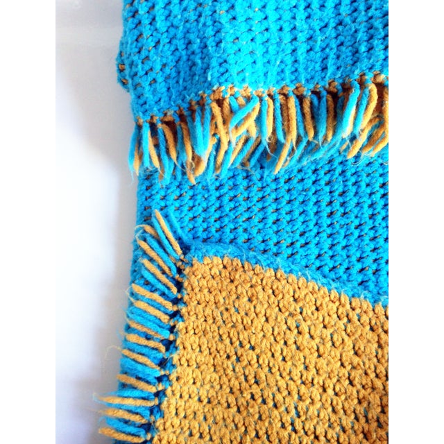 Vintage Blue and Yellow Woven Throw Blanket Chairish