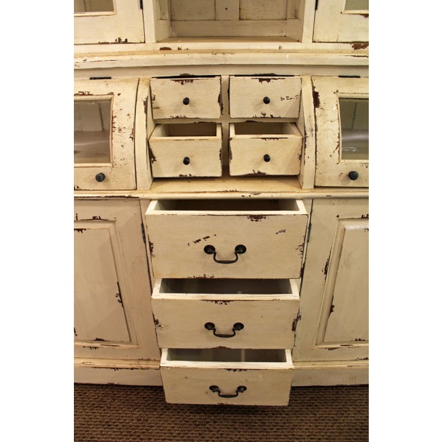 Large Country French Rustic Distressed White Bread Cupboard Chairish